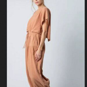 PASSO Chic Harlem Relaxed Open Back Jumpsuit Straight Leg L